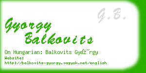 gyorgy balkovits business card